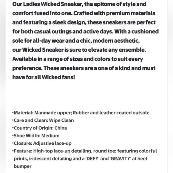 Wicked Women's High Top Sneakers, Size 8 - Picture 12 of 12